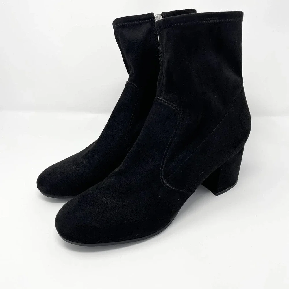 Unisa Black Suede Block Heel Ankle Boots - Picture 2 of 11